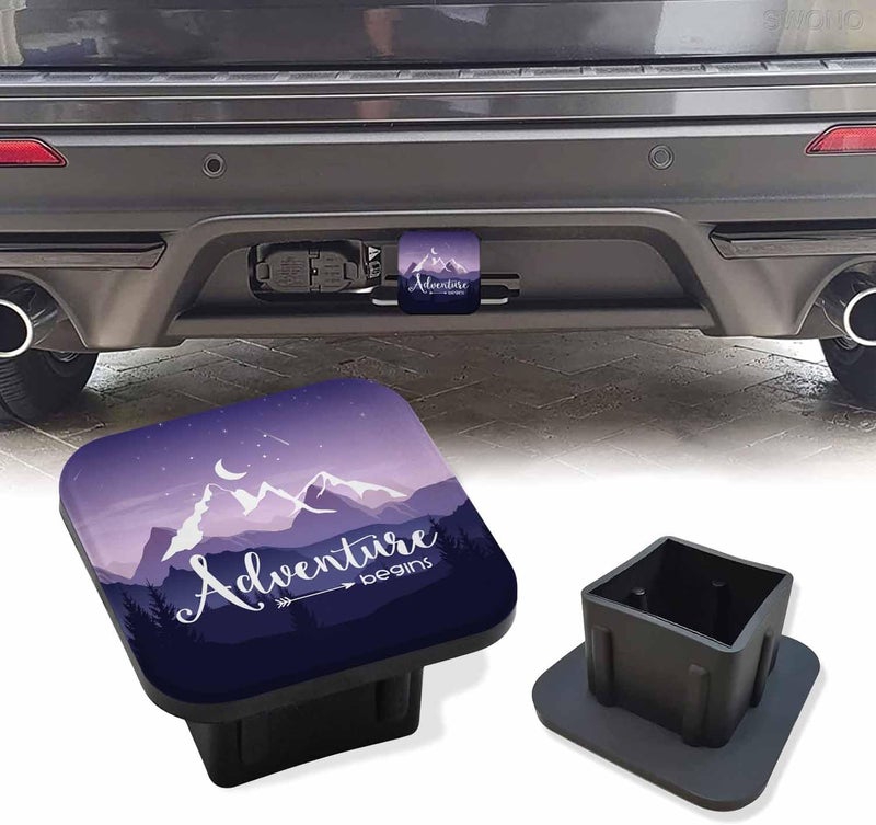 Swono 2” Trailer Hitch Tube Cover Plug Cap Rubber,2 Inch Receiver Tube Trailer Hitch Plug Hitch Cover(1 Pack,Purple Mountain) - Image 1